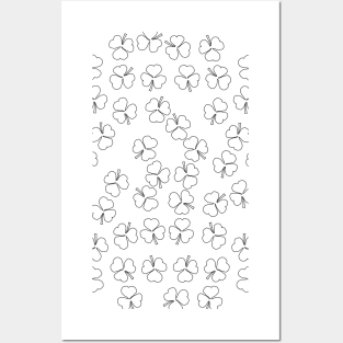 Shamrocks Black Outline Posters and Art